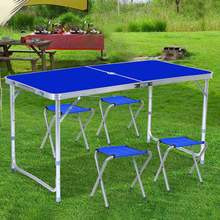 Contemporary Outdoor Table Rectangle Folding Table with Metal Base