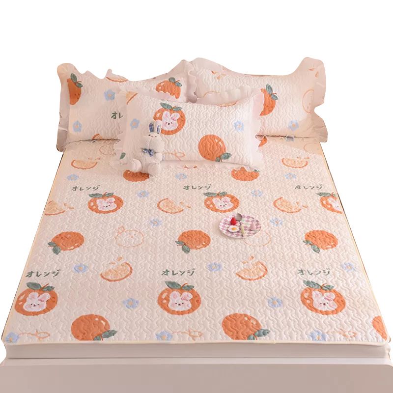 Quilted Bed Sheet Cotton Cartoon Decoration Soft Breathable Bed Sheet Set