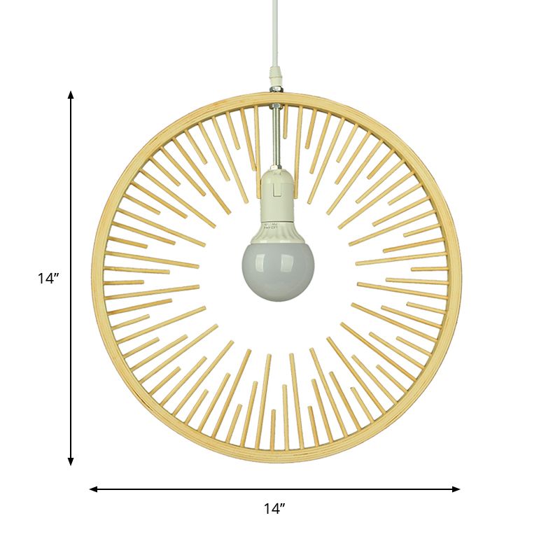 Illuminazione a sospensione rotonda in legno semplice in bambù 1 kit lampadario sospeso per ristorante