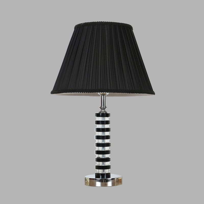 Lampada da tavolo a botte singola Bulbo Light Rustic Black Fabric Night Lampada per camera da letto con cristallo deco