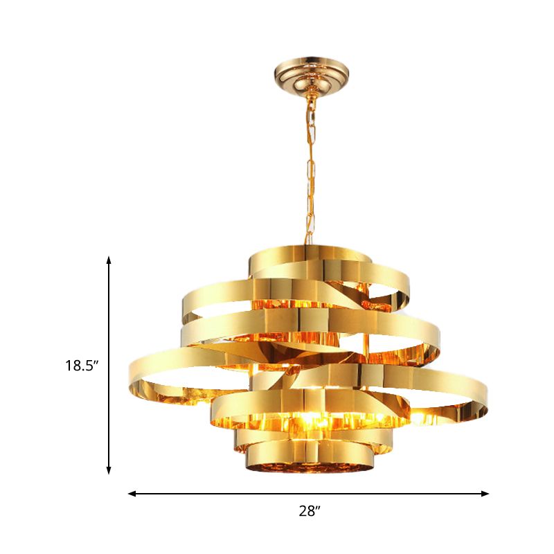 Circle Living Room Ceiling Chandelier Colonial Metal 6/8 Heads Gold Pendant Light