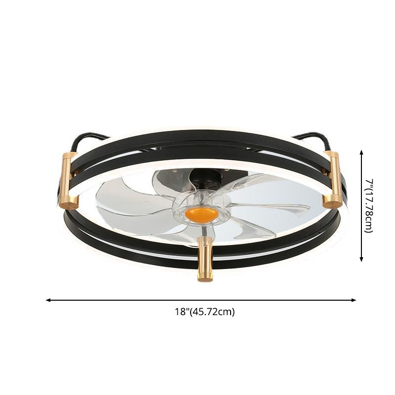 Simple Loop Shaped Fan Lamp Acrylic Bedroom Semi Flush Mount LED Light