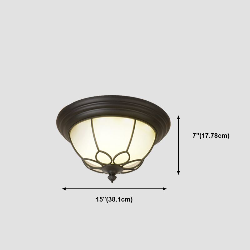 Traditional LED Ceiling Light Geometric Flush Mount with White Glass Shade