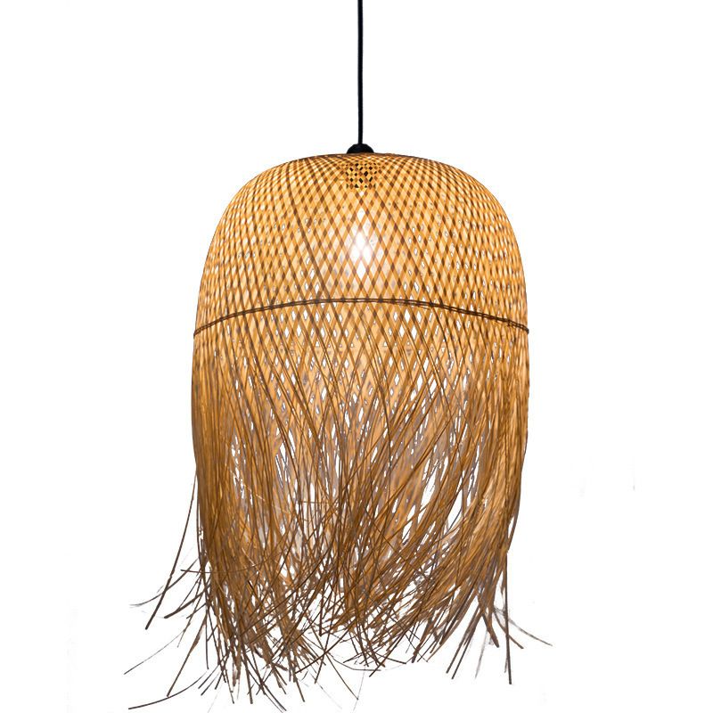 Chinese Handmade Pendant Lighting Fixtures Rattan Hanging Light with Hanging Cord for Restaurant