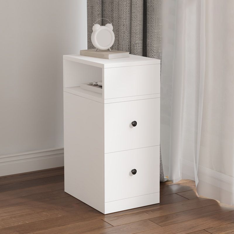 Imitation Wood Nightstand Modern 2-Drawer Open Storage 26 Inch H Night Table