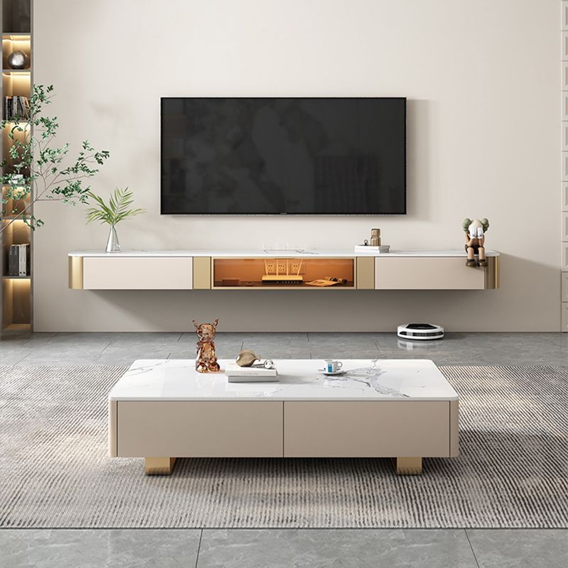 Glam Stone TV Console Wall-mounted TV Stand with Storage for Living Room