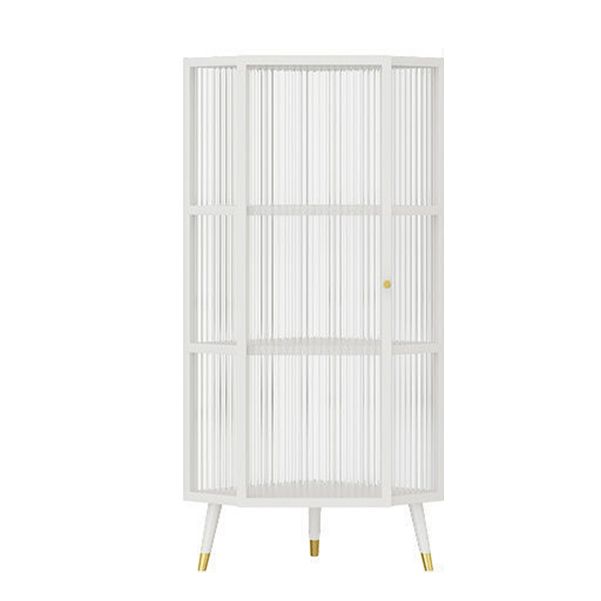 Contemporary Metal Curio Cabinet Glass Doors Storage Cabinet for Dining Room