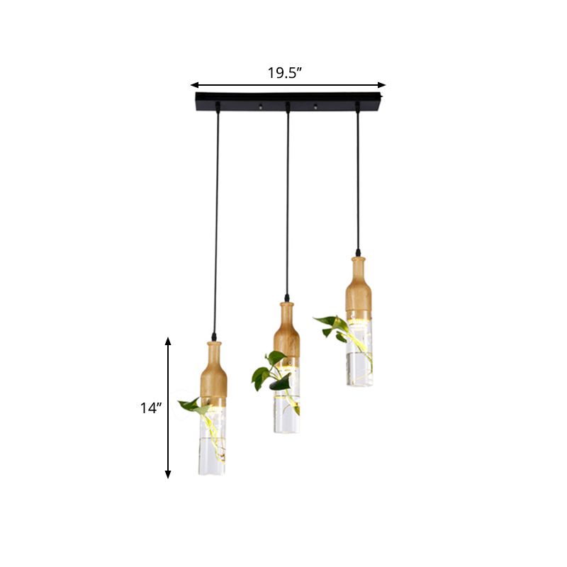 Geometric Frame Dining Room Multi Pendant Factory Metal 3 Bulbs Black Hanging Lamp Kit with Flowerpot Deco