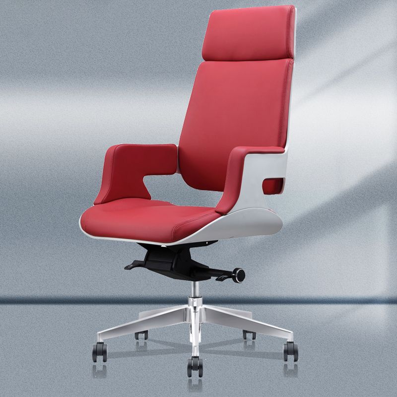 Modern Armless Slide Office Chair Leather Adjustable Seat Height Desk Chair with Wheels