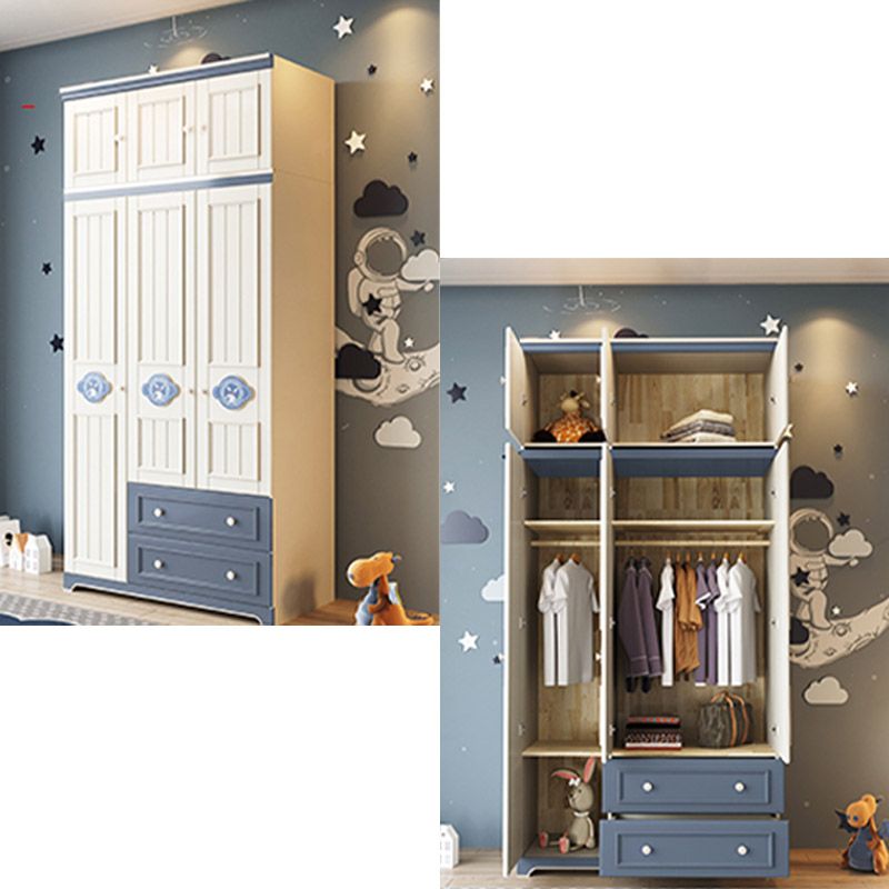 Modern Wooden Wardrobe Cloth Rod Included Kids Closet for Bedroom