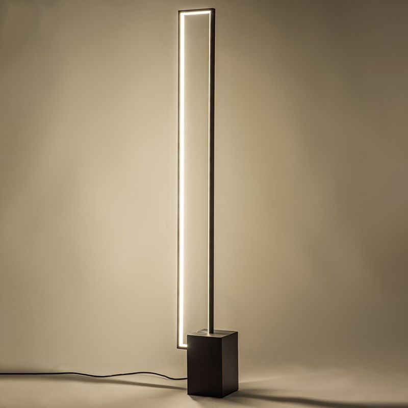 Minimalist Rectangular Floor Lighting Acrylic Sitting Room LED Standing Light in Black