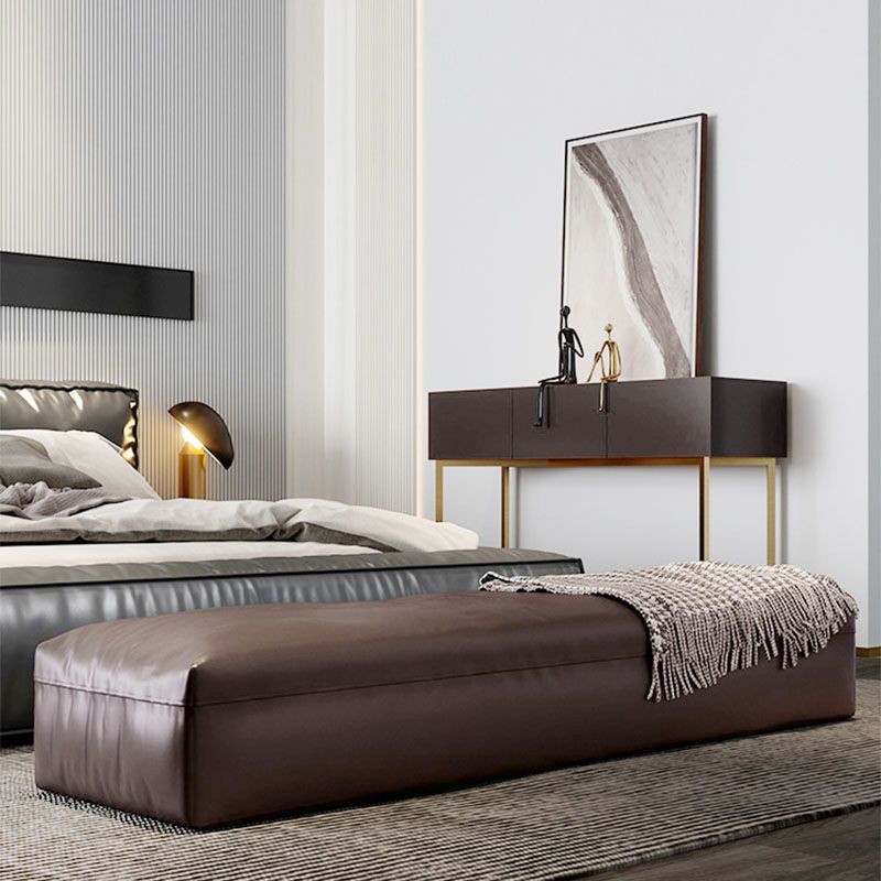 Modern Cushioned Seating Bench Solid Color Rectangle Bedroom Bench