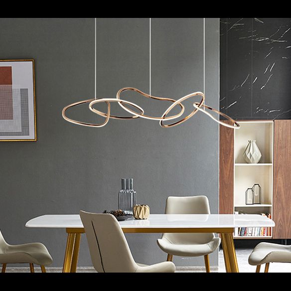 Nordic Simple suspendu plusieurs anneaux lustre pendant léger en métal plafonnier luminaire pour restaurant