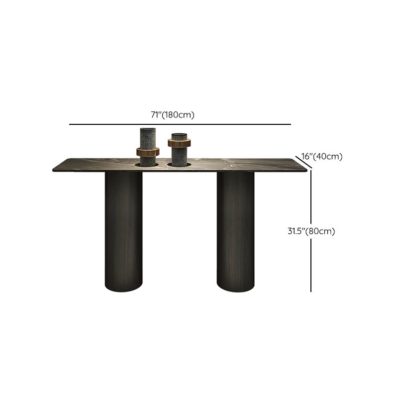 Modern Rectangular Console Table Stone Console Sofa Table in Grey