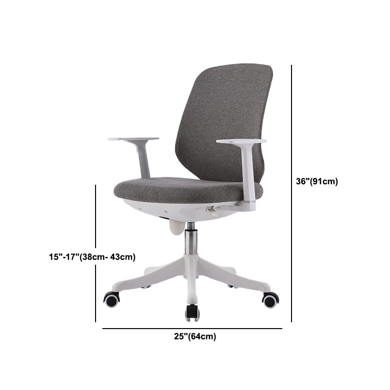 Contemporary Mid-Back Office Chair Gray Conference Fabric Swivel Chair