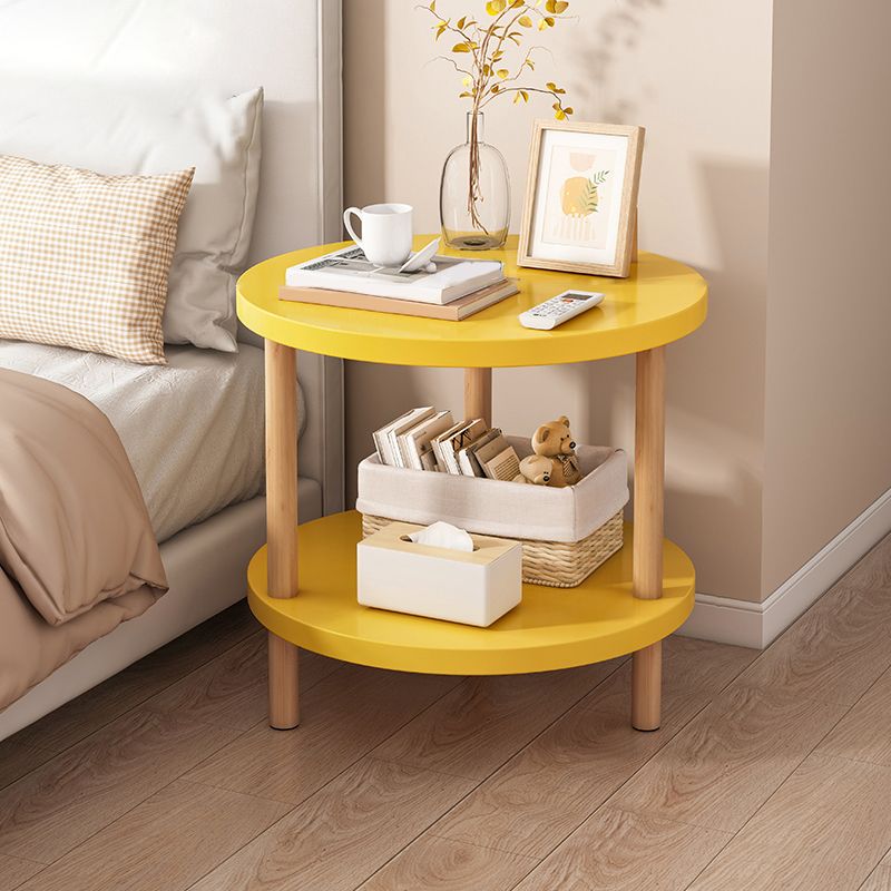 Imitation Wood Nightstand Open Storage Modern Shelf Included Night Table with Legs