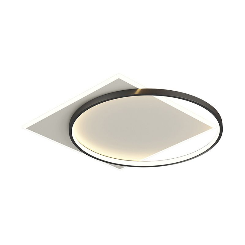 Acrilico LED Flush Mount in Modern Creative Iron Geometric Massimale Light in Nero e Bianco