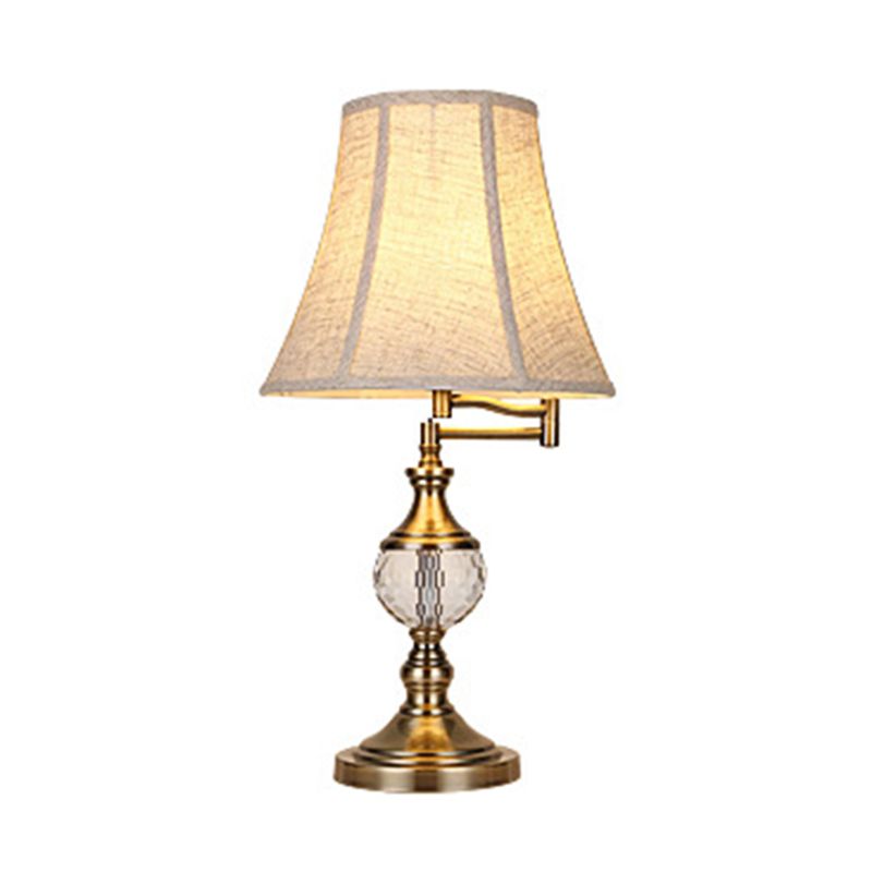 Crystal Beige / Brown Brown Light Light Simple Bell Bell Single Light Light Traditional Style Lampe pour chambre à coucher