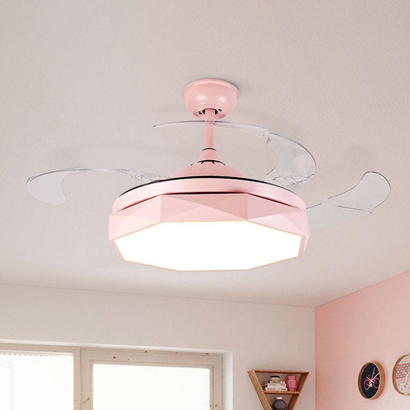 Prismy Living Room Ceiling Fan Light Metallic 15.5" Wide LED Nordic Semi Flush Mount, 4 Blades