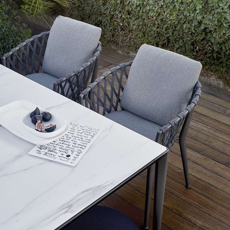 Contemporary Metal Outdoors Dining Chairs with Arm Outdoor Bistro Chairs