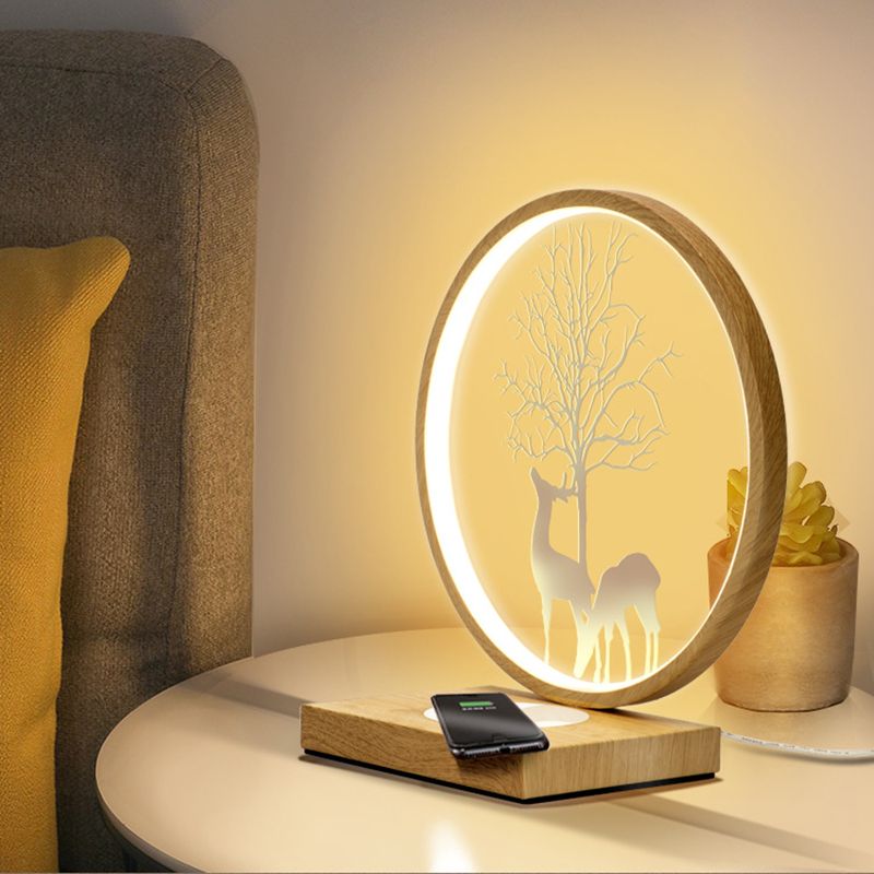 Circular LED Desk Lamp Contemporary Metal Single Light Table Lamp