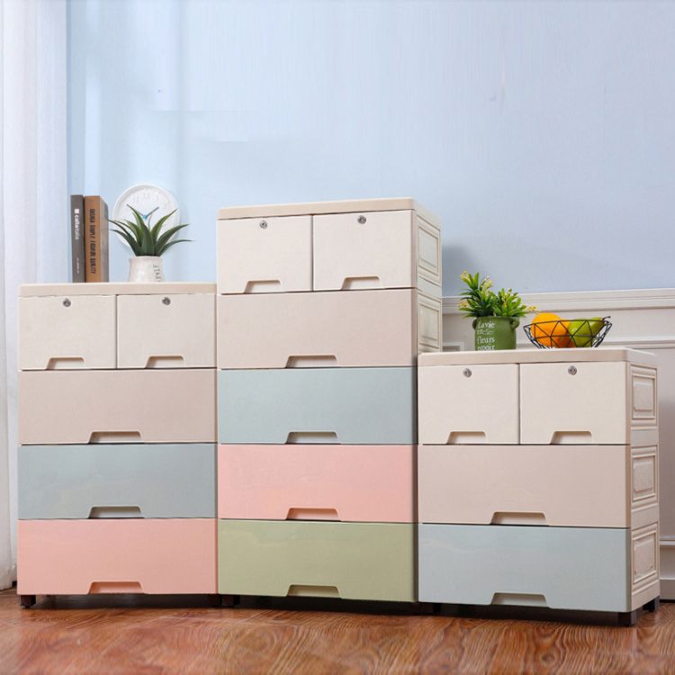 Scandinavian Dressers Plastic Kids Nightstand with 5/6 Drawers , 11.7 Inch W