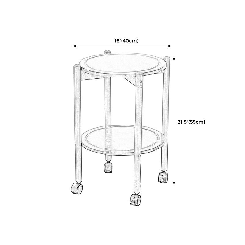 Modern Round Wood Side Table with 4 Legs and Storage for Living Room