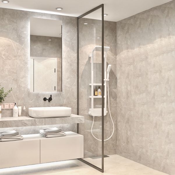 Black Full Frame Fixed Shower Screen Half Partition Shower Door