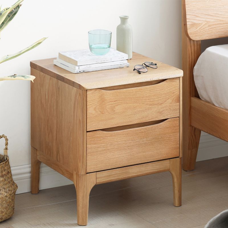 Simple Solid Wood Kids Bedside Table 2 Drawers Nursery Nightstand