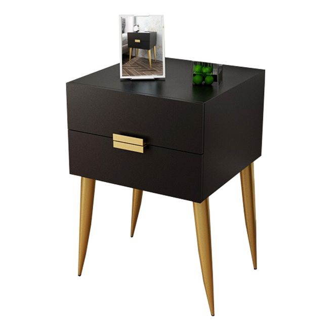 Wooden and Metal Night Table Modern Minimalist Bedside Table with Legs