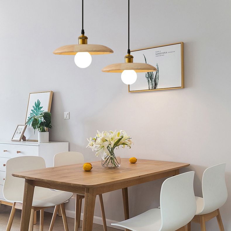 Nordic-Style Tapered Hanging Pendant Light Wood Dinning Room Pendant Light Fixture