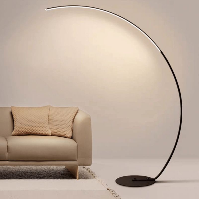 C Shaped Living Room Floor Lamp Metal Minimalist Style LED Standing Light