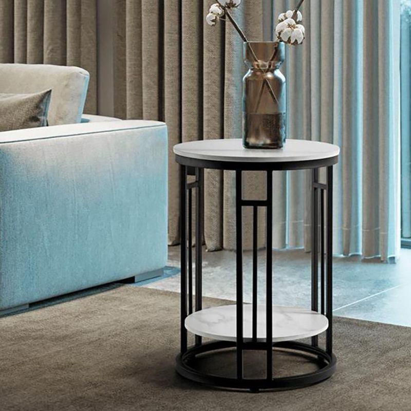 Open Storage Accent Table Nightstand Stone Nightstand for Bedroom