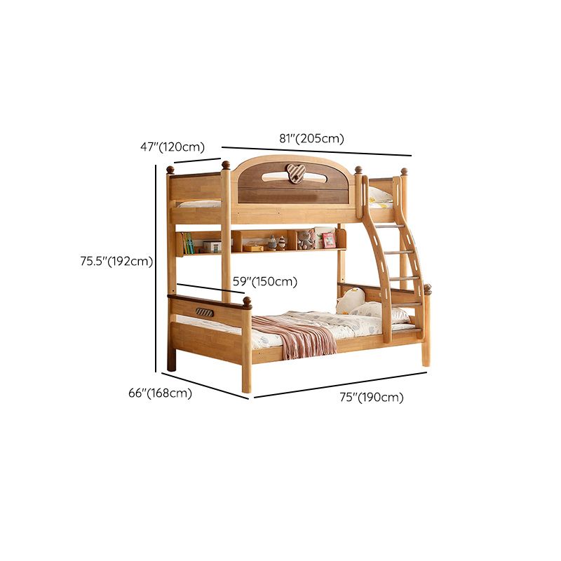 Full/Twin Size Bunk Bed Solid Wood Bed Frame for Kids with Storage