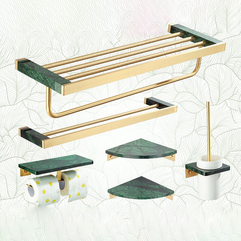 Golden Bath Hardware Set Brass& Marble Bathroom Accessory Kit