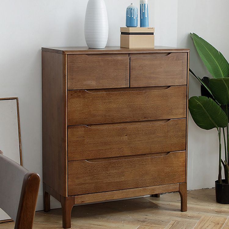 Rubber Wood Storage Chest Dresser Modern Storage Chest with Drawers for Bedroom