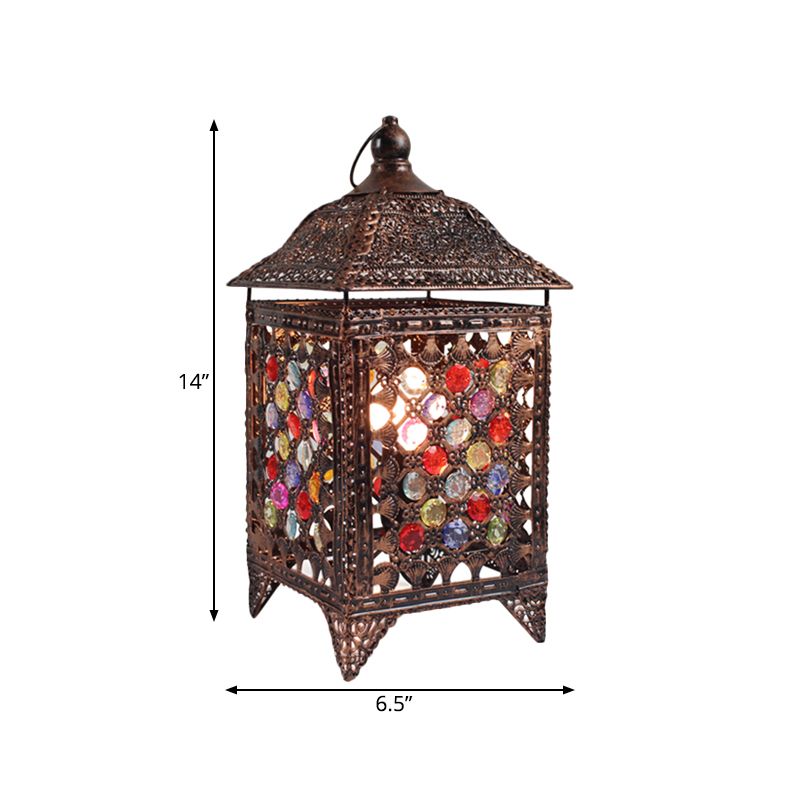 Metal Black/Brass Night Table Light Pavilion 1 Light Bohemian Nightstand Lamp for Bedroom