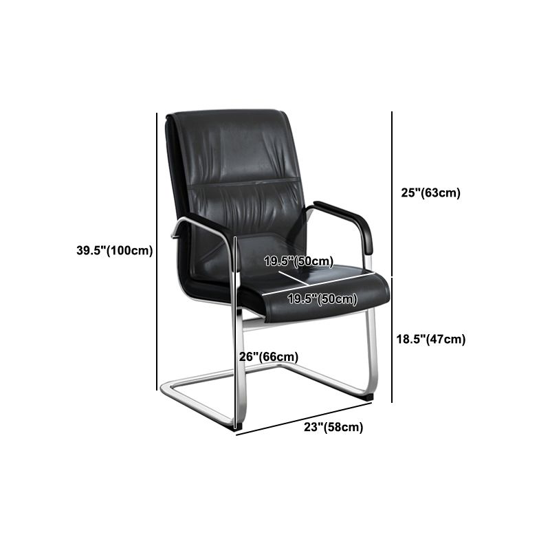 Contemporary Arm Chair Fixed Arms Black Faux Leather Office Chair