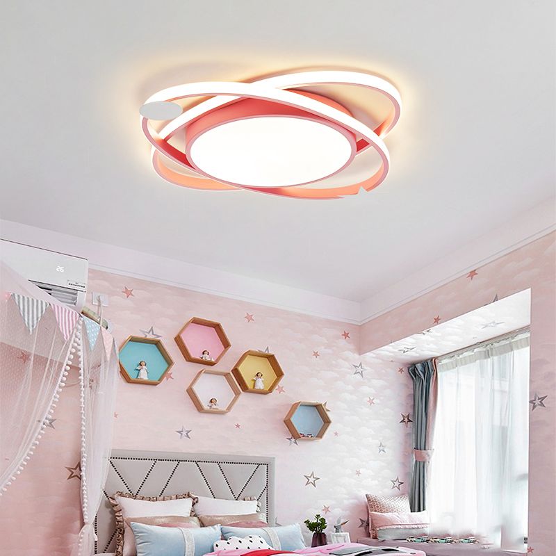 Metal Geometric Shape Flush Mount Light Lovely Colorful LED Ceiling Light for Kid's Room