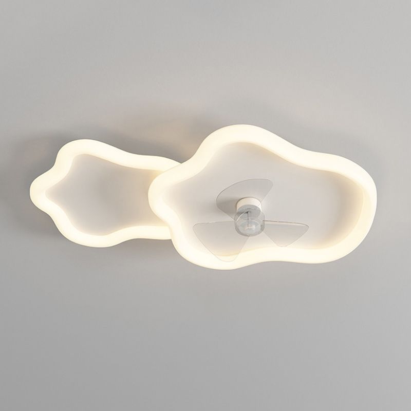 Modernism 2-Light White Ceiling Fan Lamp Unique Acrylic Ceiling Fan Light