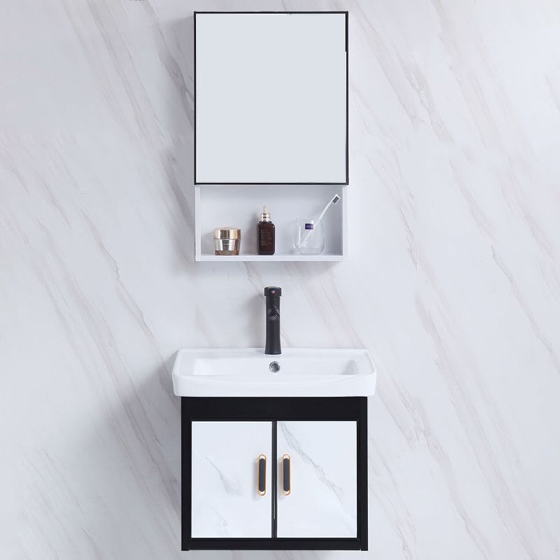 Rectangle Bathroom Vanity Glam Wall Mount Single Sink Mirror Bathroom Vanity Set