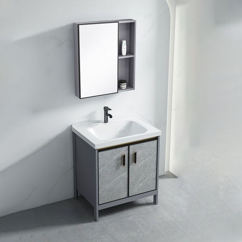 Modern Freestanding Vanity Sink Metal Bathroom Vanity Cabinet with Mirror Cabinet