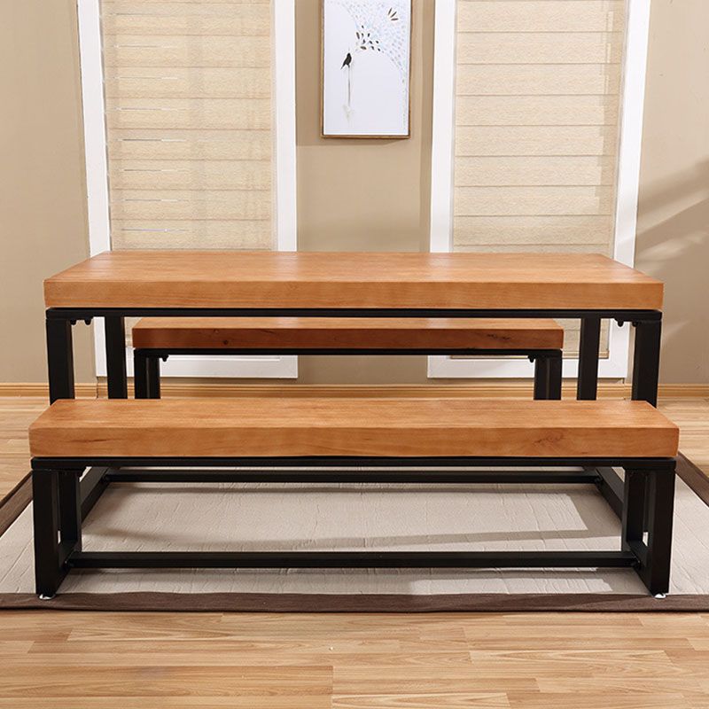 Mid-Century Modern Solid Wood Bench Rectangle Seating Bench with Legs