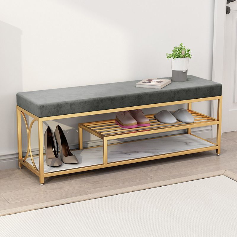 Modern Entryway Bench Upholstery Fill Foam Bench with Shelves