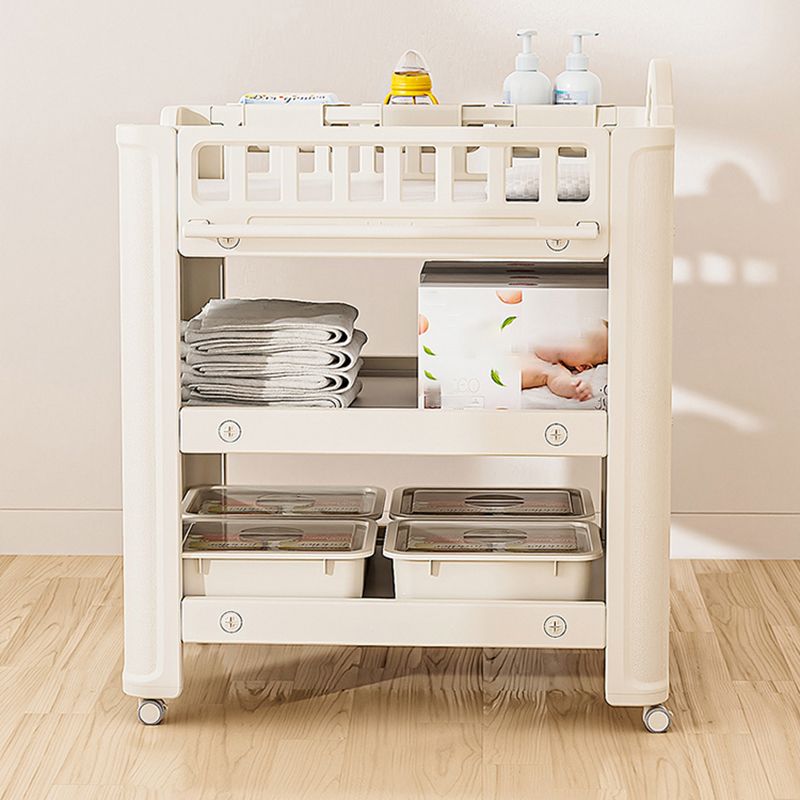 Arch Top White Baby Changing Table with Shelf, Changing Table with Storage