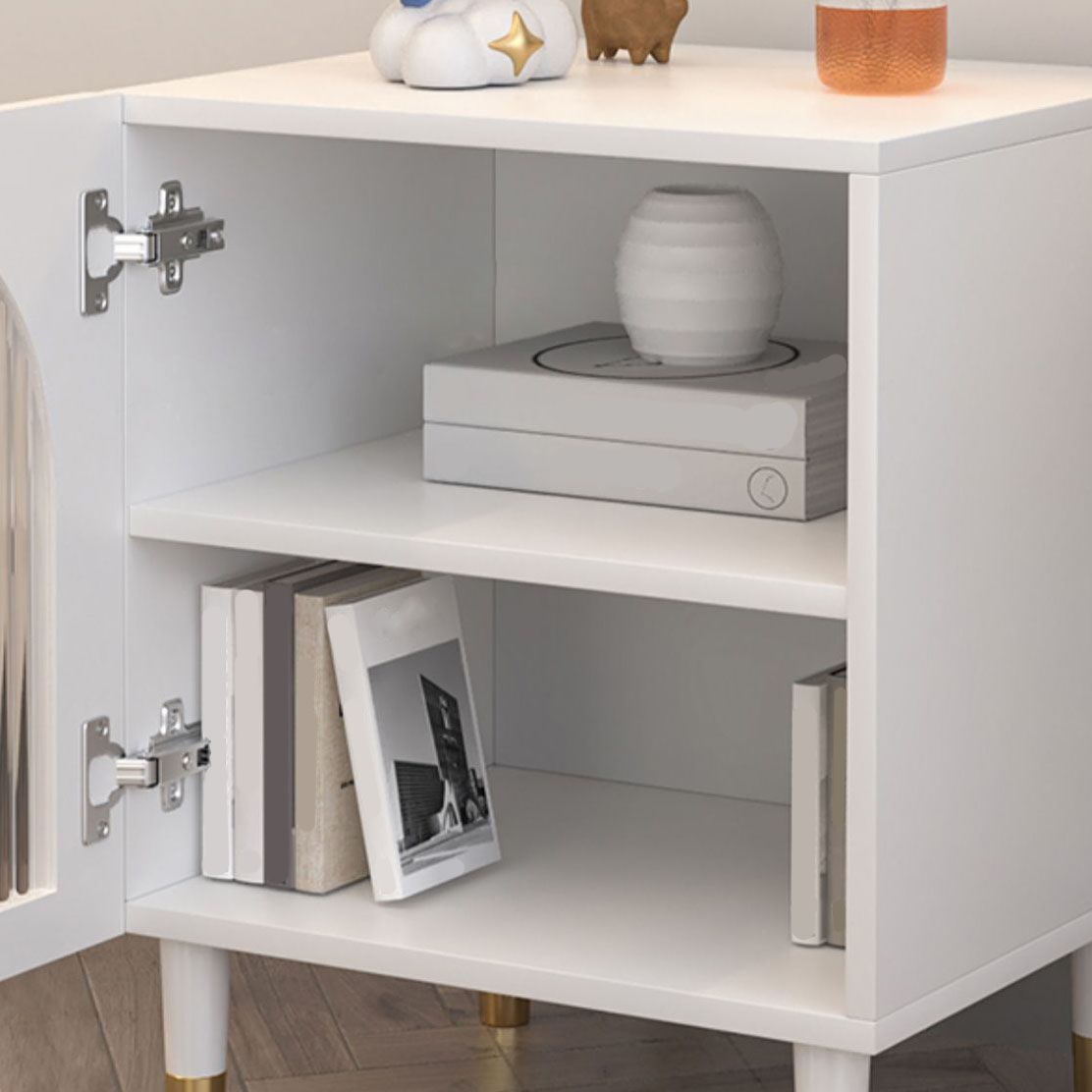 Modern Wooden Standard Nightstand 20.47"H Kids Bedside Table in White