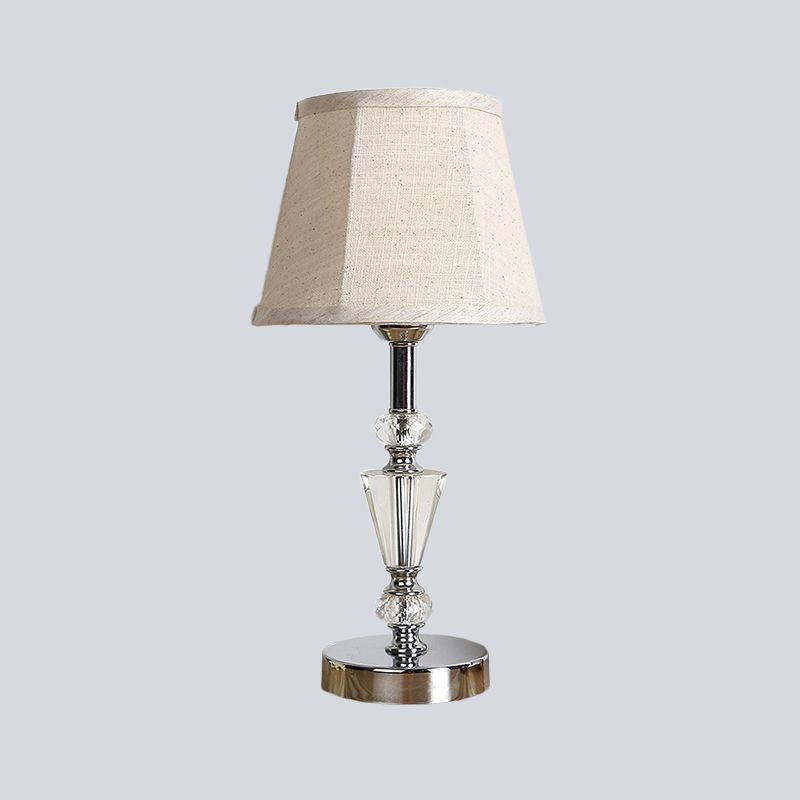 Fabric Cone/Paneled Bell Table Light Modernist 1 Head Small Desk Lamp in Pink/Beige for Living Room