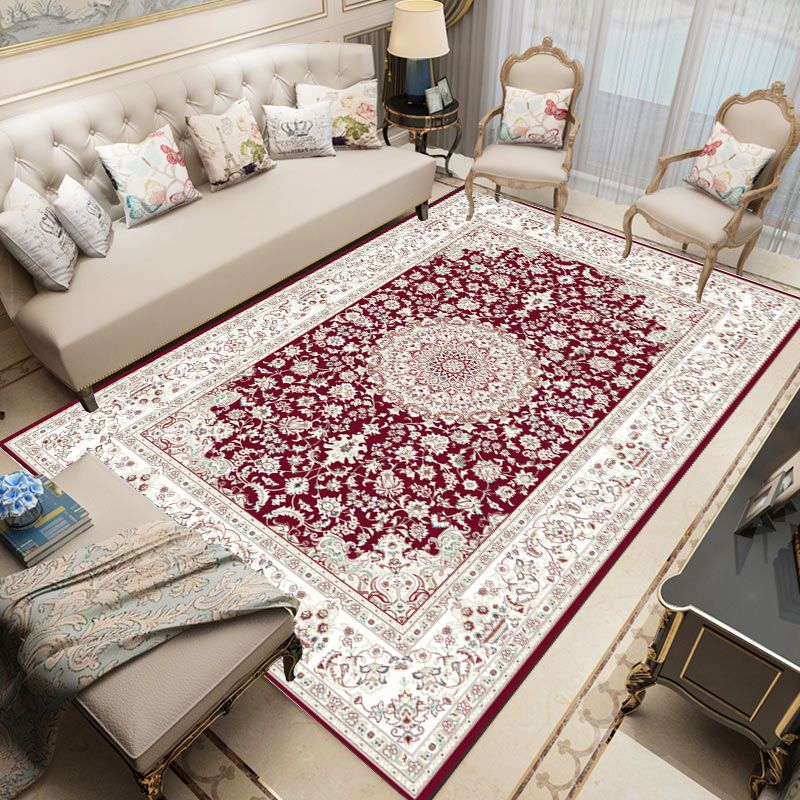 Distinctive Nostalgia Area Rug Victoria Floral Printed Rug Non-Slip Backing Carpet for Living Room