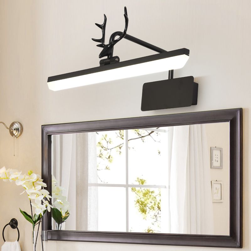 Linear Metal Vanity Wall Lamp Modernist Led White/Black/Gold Wall Mounted Vanity Light with Antlers Arm in White/Natural Light, 17"/20.5"/28" Wide