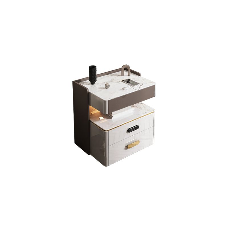 3-Drawer Nightstand with USB charging 21.65" Tall Faux Leather Nightstand